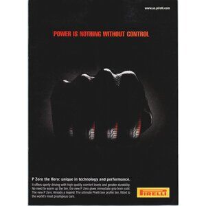 2008 Pirelli P Zero Performance Tire Vintage Print Ad Driving Glove Wall Art